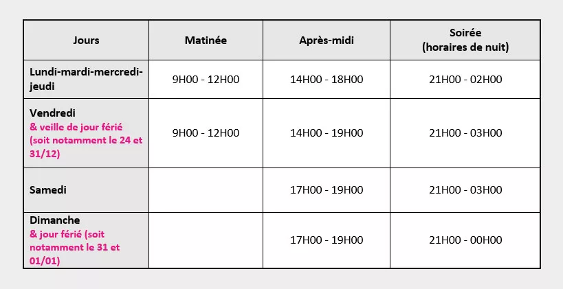 HORAIRE